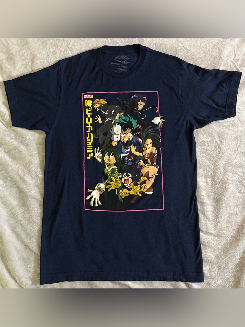 My Hero Academia Shirt Mens Medium Navy Blue Deku Tsuyu Anime Graphic Tee M